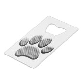 Newsprint Halftone Cartoon Dog Paw Prints Creditkaart Flessenopener (Voorkant Gekanteld)
