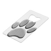 Newsprint Halftone Cartoon Dog Paw Prints Creditkaart Flessenopener (Achterkant Gekanteld)