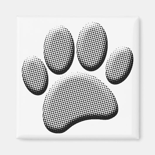 Newsprint Halftone Cartoon Dog Paw Prints Magneet (Voorkant)