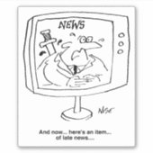 Newsreader met Late Nieuws op de Cartoon van de Te Sticker (Voorkant)