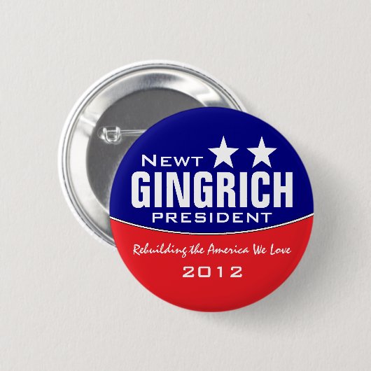Newt Gingich Ronde Button 5,7 Cm (Voorkant /achterkant)