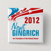 Newt Gingich Vierkante Button 5,1 Cm (Voorkant)