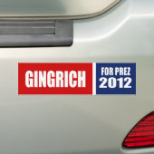 NEWT GINGRICH 2012 BUMPERSTICKER (Op auto)