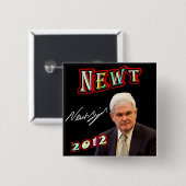 Newt Gingrich 2012 Vierkante Button 5,1 Cm (Voorkant /achterkant)