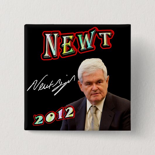 Newt Gingrich 2012 Vierkante Button 5,1 Cm (Voorkant)