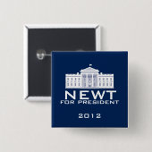 Newt Gingrich 2012 Vierkante Button 5,1 Cm (Voorkant /achterkant)