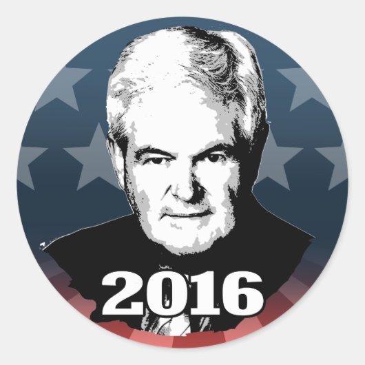 NEWT GINGRICH 2016 KANDIDAAT RONDE STICKER (Voorkant)