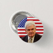 Newt Gingrich & Amerikaanse vlag Ronde Button 3,2 Cm (Voorkant /achterkant)