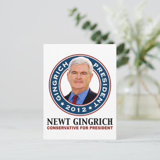 Newt Gingrich Conservative for President Briefkaart (Staand voorkant)