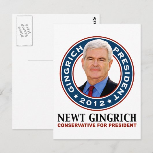 Newt Gingrich Conservative for President Briefkaart (Voorkant / Achterkant)