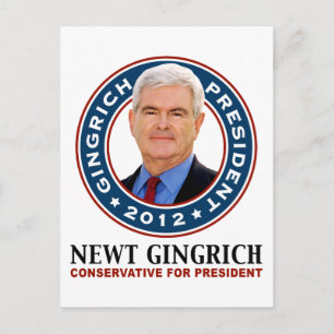 Newt Gingrich Conservative for President Briefkaart