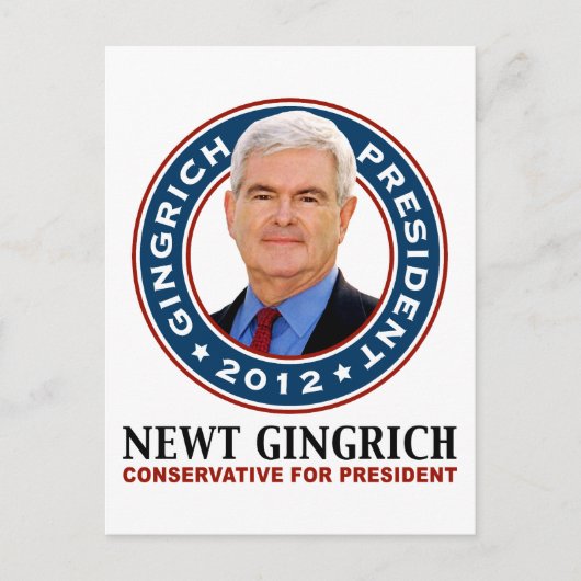 Newt Gingrich Conservative for President Briefkaart (Voorkant)