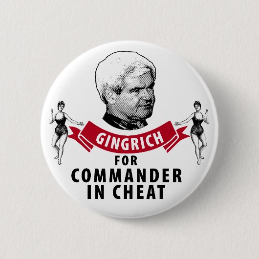 Newt Gingrich voor Commandant Cheat Ronde Button 5,7 Cm (Voorkant)