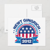 Newt Gingrich voor President 2012 Briefkaart (Voorkant / Achterkant)