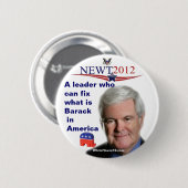 Newt Gingrich.....wat is Barack? Ronde Button 5,7 Cm (Voorkant /achterkant)