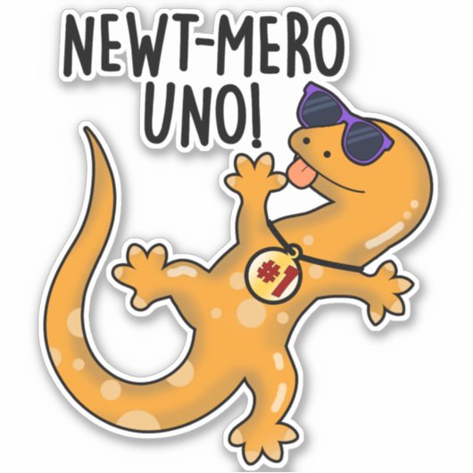 Newt-mero Uno Funny Newt Pun Sticker (Voorkant)