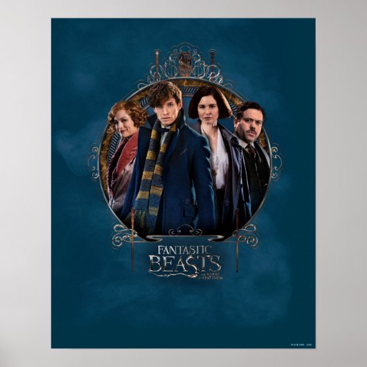 NEWT SCAMANDER™ en Company Art Nouveau Lijst Poster (Voorkant)