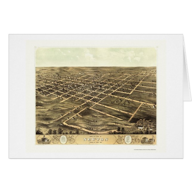Newton, IA Panoramic Map - 1868 (Voorkant Horizontaal)