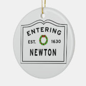 Newton, MA Holiday Wreath Ceramic Ornament (Links)