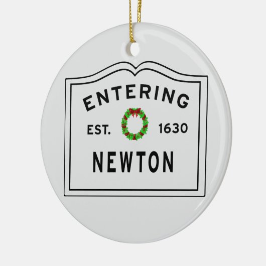 Newton, MA Holiday Wreath Ceramic Ornament (Links)