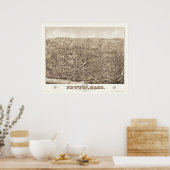 Newton, MA Panoramic Map - 1878 Poster (Keuken)