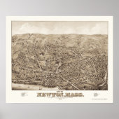 Newton, MA Panoramic Map - 1878 Poster (Voorkant)