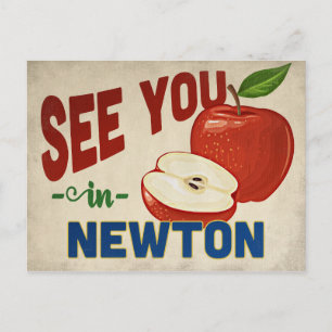 Newton Massachusetts Apple - Vintage Travel Briefkaart