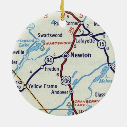 Newton NJ  Map Keramisch Ornament (Achterkant)