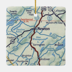 Newton NJ Retro Map Keramisch Ornament