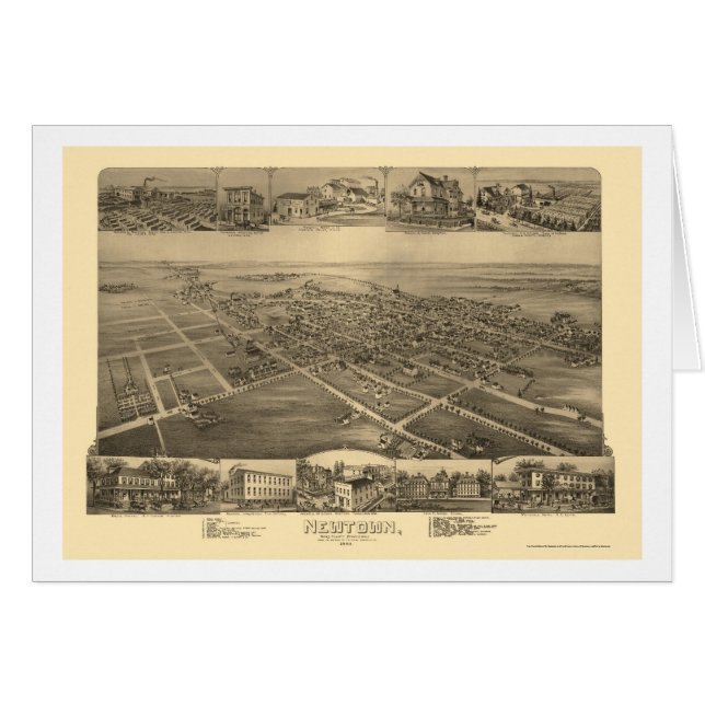 Newtown, PA Panoramic Map - 1893 (Voorkant Horizontaal)