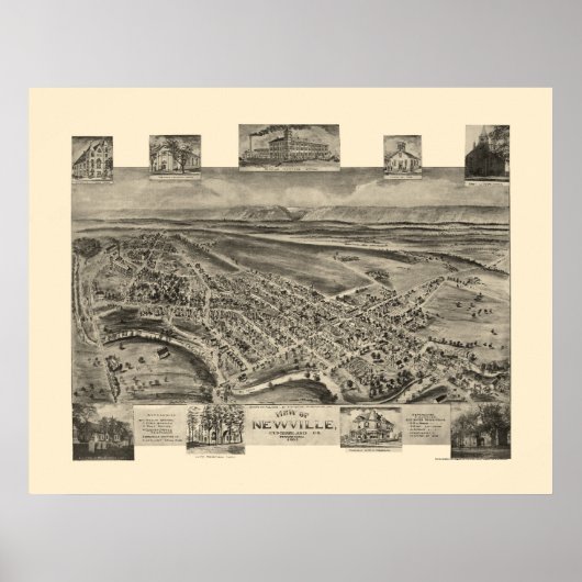 Newville, PA Panoramic Map - 1903 Poster (Voorkant)