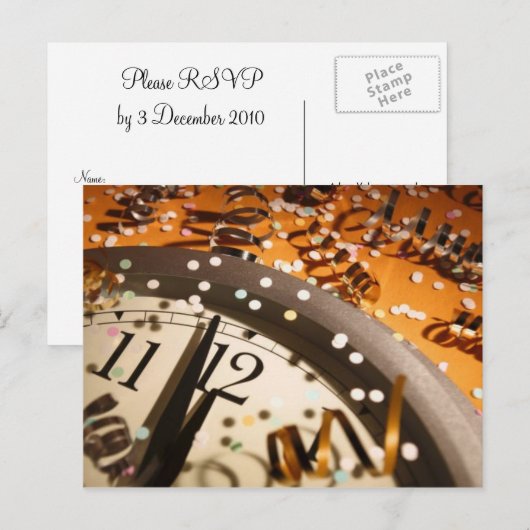 NewYearsEve RSVP-kaart Uitnodiging Briefkaart (Voorkant / Achterkant)