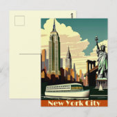NewYork City Silhouette Ansichtkaart Briefkaart (Voorkant / Achterkant)