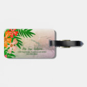 Newywed Mrs. Wife Tropical Flowers Bagagelabel (Achterkant horizontaal)