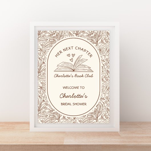 Next Chapter Brown Book Bridal Shower Welcome Poster