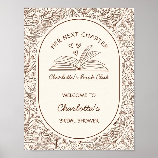 Next Chapter Brown Book Bridal Shower Welcome Poster (Voorkant)