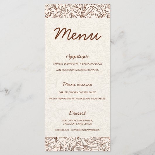 Next Chapter Floral Brown Bridal Shower Menu (Voorkant)
