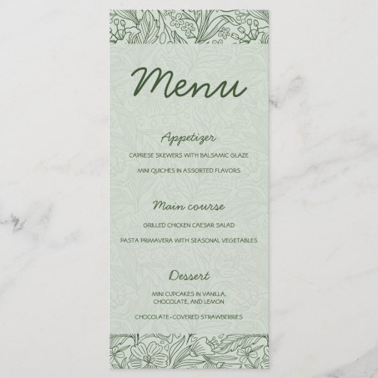Next Chapter Floral Sage Green Bridal Shower Menu (Voorkant)