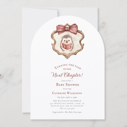 Next Chapter Watercolor Hedgehog Reading Book  Kaart (Voorkant)