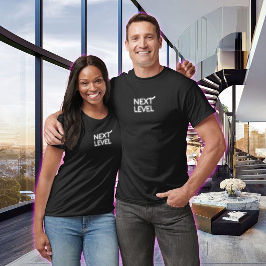 Next Level Small Gecentreerd Wit Neon Zwart T-shirt