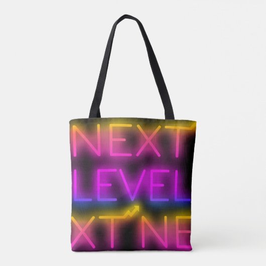 Next Level Tahiti Sunset Groot Neon Zwart Tote Bag (Achterkant)