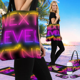 Next Level Tahiti Sunset Groot Neon Zwart Tote Bag