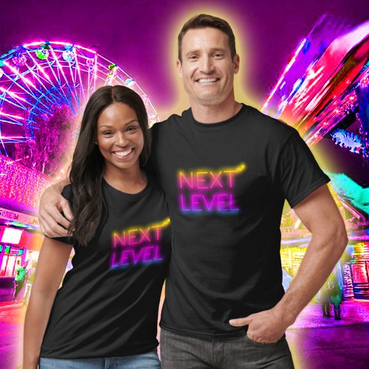 Next Level Tahiti Sunset Neon Zwart T-shirt