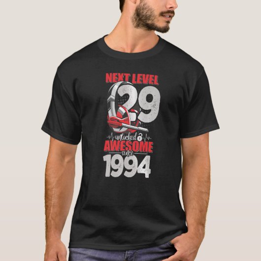 Next Level Unlocked 29 jaar oude jongen 1994 Heads T-shirt (Voorkant)