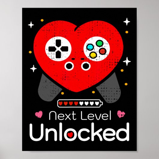 Next Level Unlocked Love Power Loading Game Heart  Poster (Voorkant)