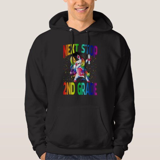 Next Stop 2nd Grade Graduation Unicorn Hoodie (Voorkant)