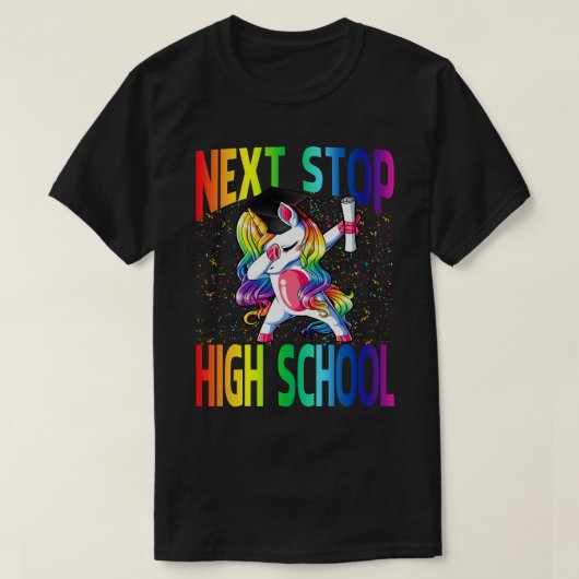 Next Stop High School Afstuderen Unicorn T-shirt (Design voorkant)