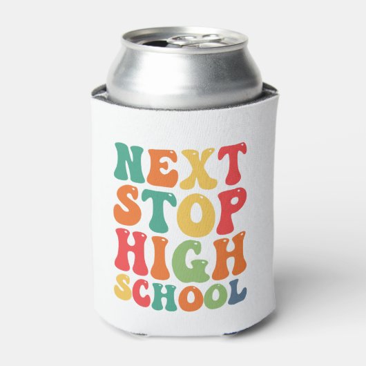 Next Stop High School Funny Groovy Afstuderen Blikjeskoeler (Blikje Voorkant)