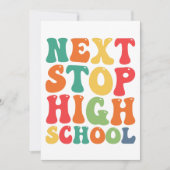 Next Stop High School Funny Groovy Afstuderen Kaart (Voorkant)