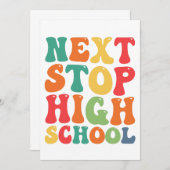 Next Stop High School Funny Groovy Afstuderen Kaart (Voorkant / Achterkant)